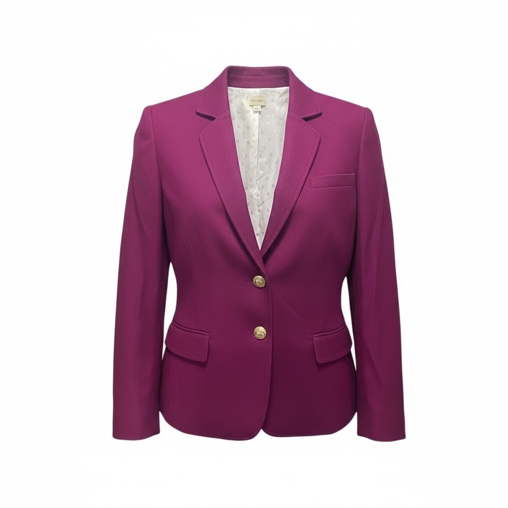 Cremieux Women’s Blazer Jacket Size 14 Magenta Purple Two Button Preppy Career